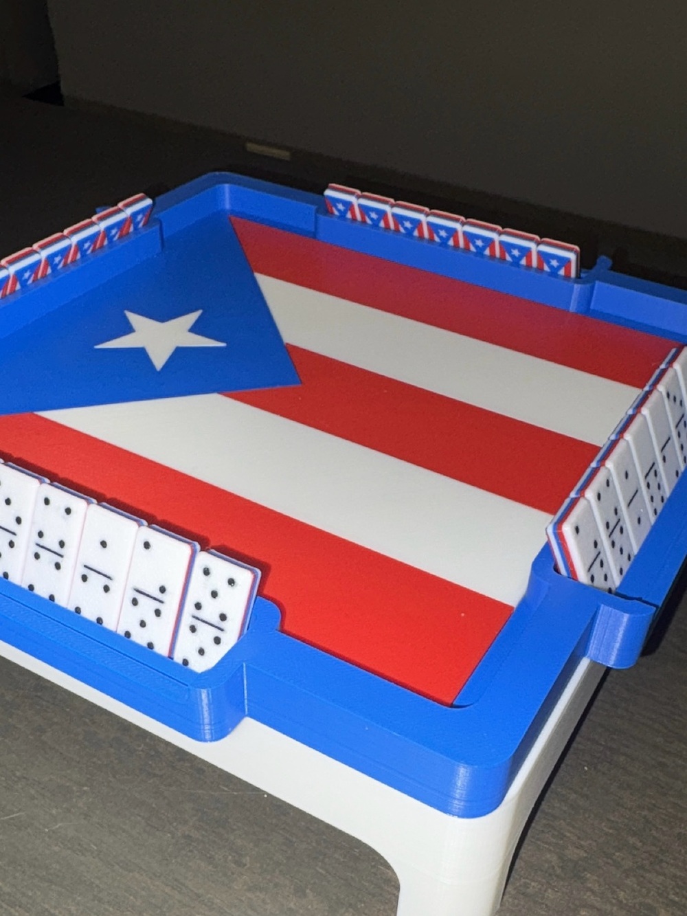 VIRAL Puerto Rico Dominoes Table - Blue/Red/White
